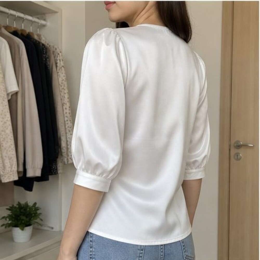 White Ruffle Blouse - Picture 3 of 6